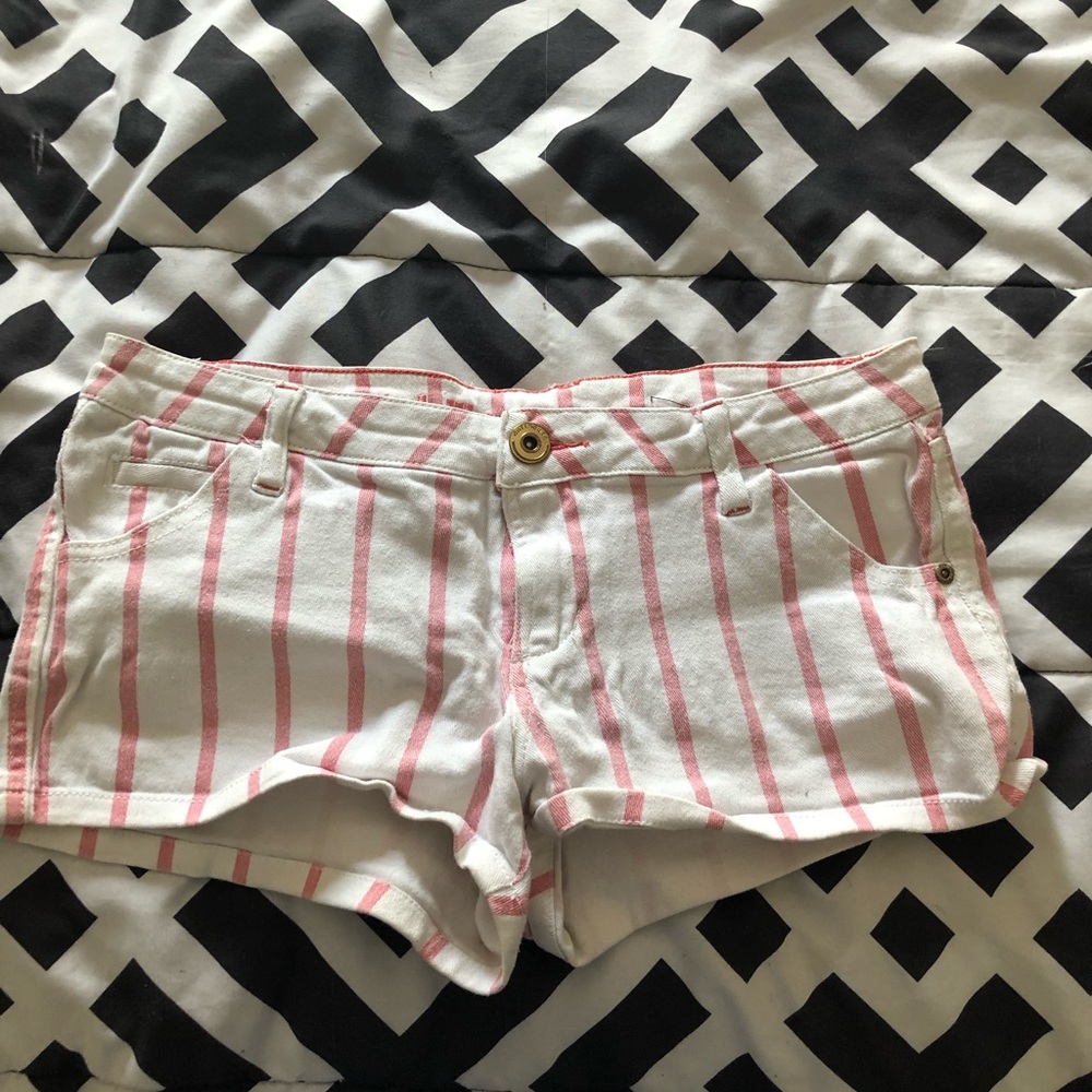 Pink and white stripe shorts